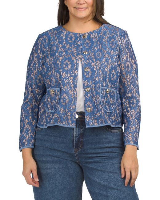 MARSHALLS Blue Plus Lace Jacket For