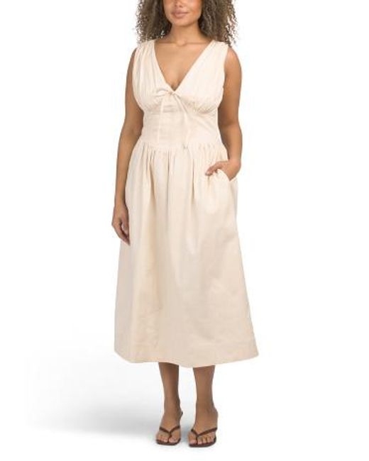 pale pink dress midi Twist Detail Poplin Midi Dress