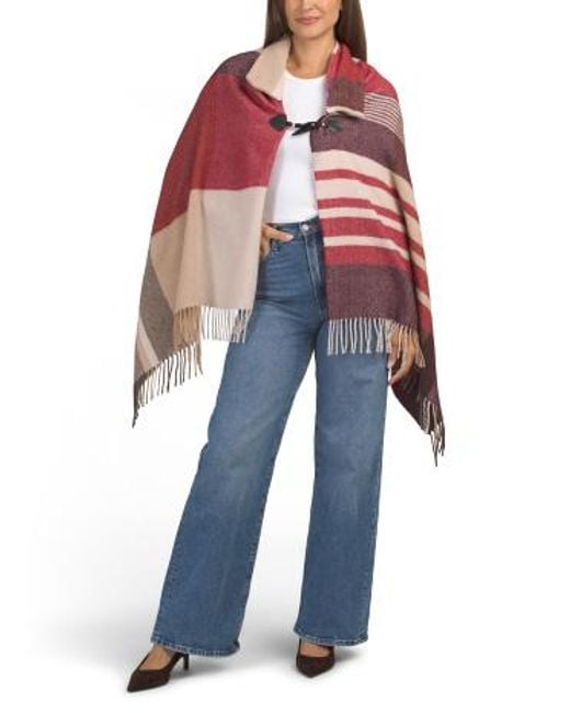 MARSHALLS Blue Wool Collared Poncho For