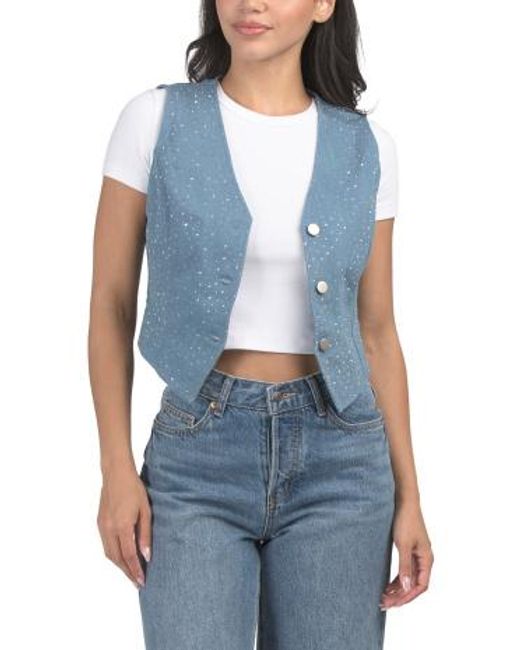 MARSHALLS Blue Rhinestone Vest For