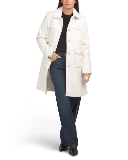 MARSHALLS White Single Breasted Patch Pocket Coat For