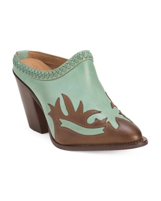 MARSHALLS Blue Leather Overlay Mules For