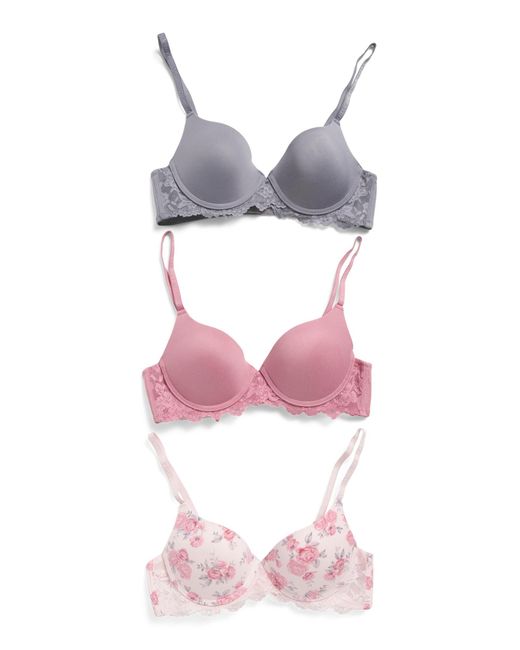 Marshalls 3Pk Crossover Lace Bras For in Pink | Lyst