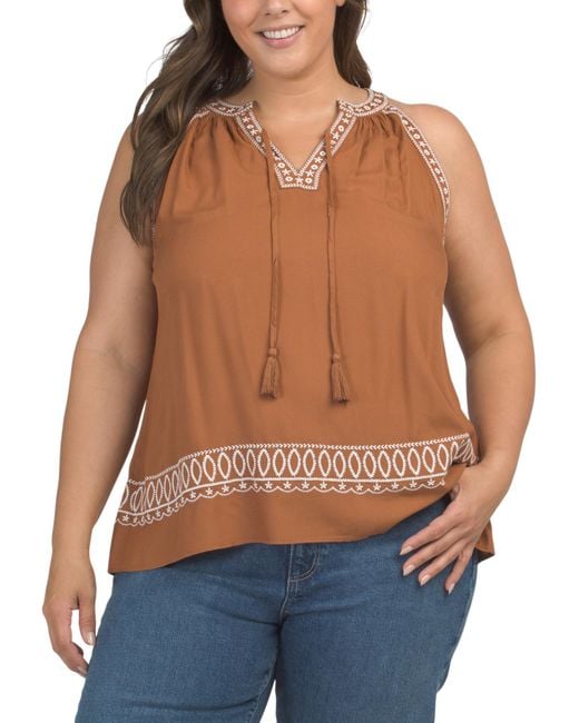 MARSHALLS Blue Plus Split Neck Top For