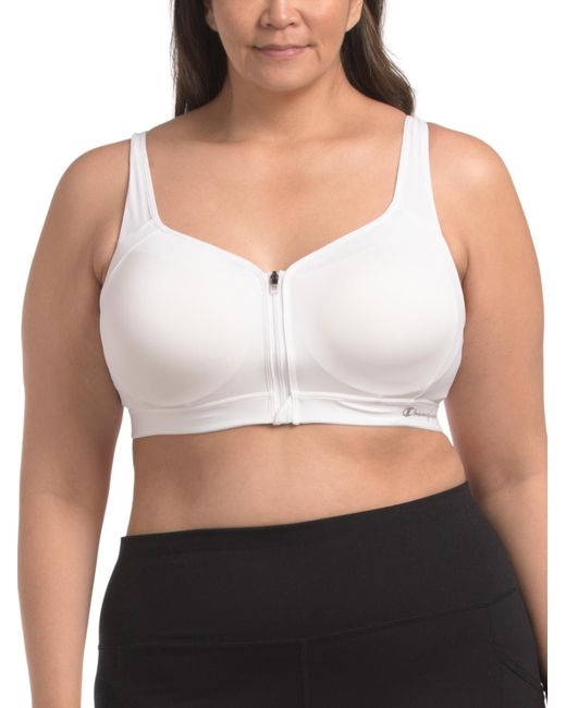 MARSHALLS White Motion Control Zip Bra For