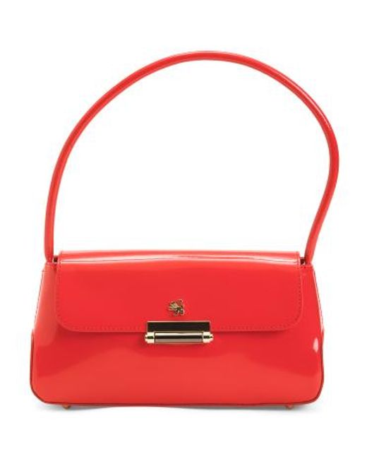 Marshalls Women's Red Patent Leather Baguette Shape Satchel For