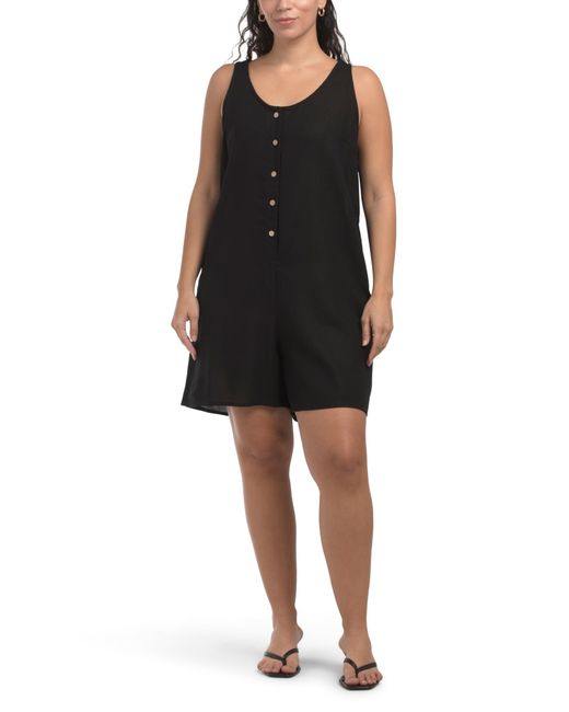 MARSHALLS Black Button Front Romper For