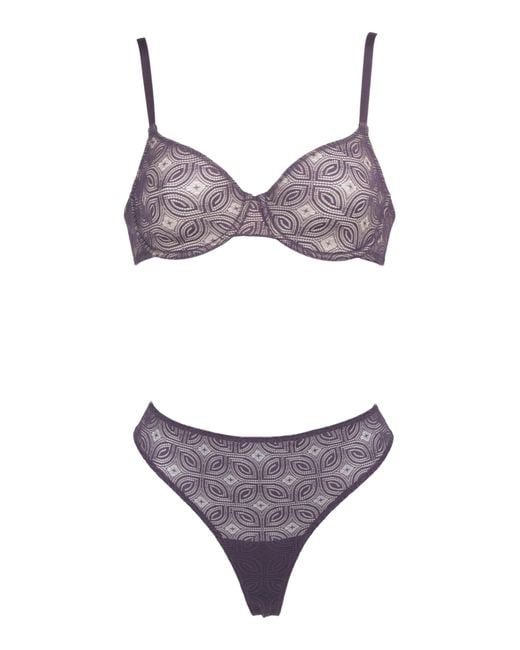 MARSHALLS Purple Ruby Geometric Lace Underwire Bra For