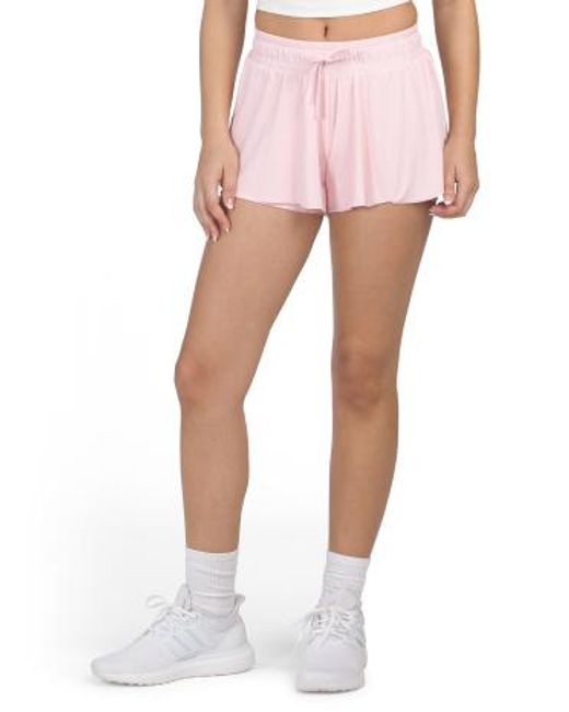 MARSHALLS Pink Ribbed Flutter Shorts With Compression For
