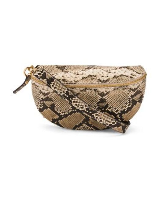 MARSHALLS White Leather Printed Python Belt Bag For