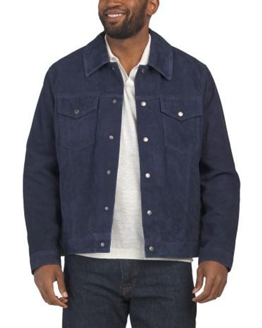 MARSHALLS Blue Suede Trucker Jacket For for men