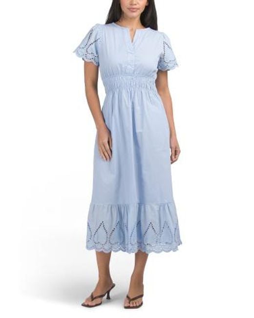 blu pepper white dress Tiffany Eyelet Floral Tiered Shoulder Tie Maxi Dress main image 0