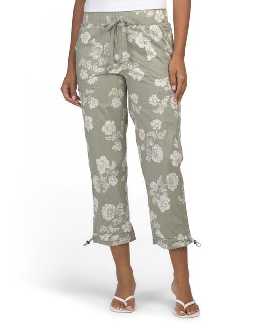 MARSHALLS Gray Poplin Pull On Drawstring Pants With Toggle Hem For