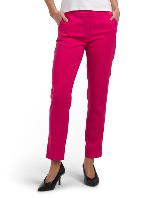 MARSHALLS Pink Solid Slim Leg Cigarette Pants For