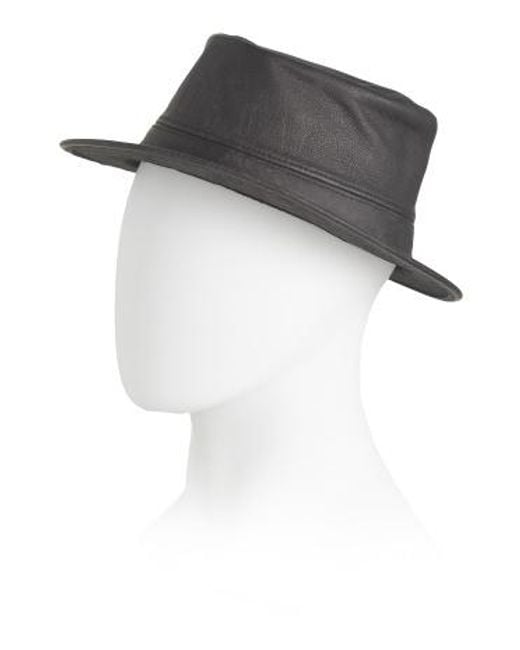 MARSHALLS Black Leather Fedora For for men