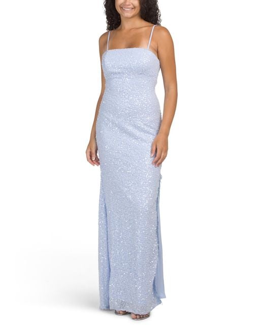MARSHALLS Blue Glitter Sequin Gown For