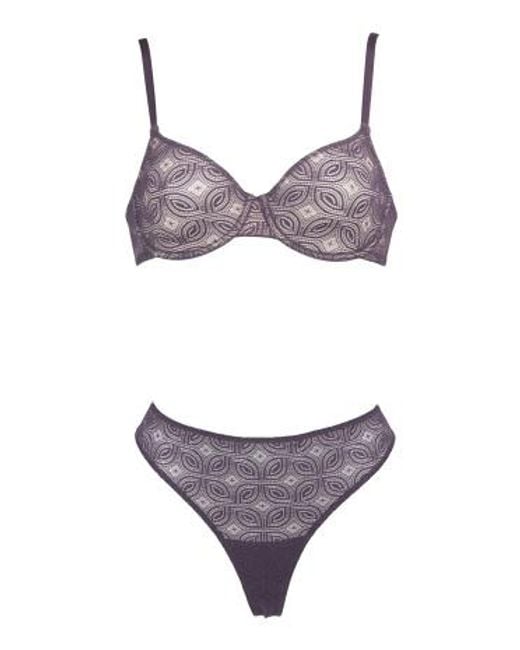 MARSHALLS Purple Ruby Geometric Lace Underwire Bra For