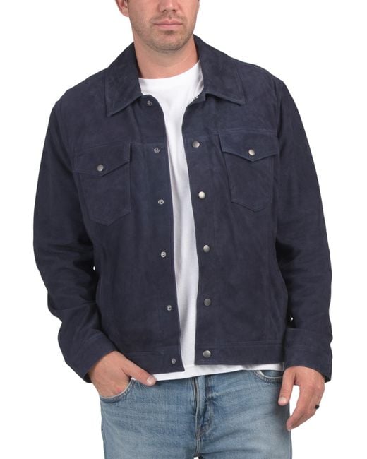 MARSHALLS Blue Suede Trucker Jacket For for men
