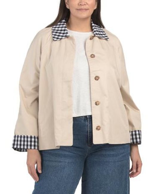 MARSHALLS Natural Plus Swing Jacket With Gingham Collar For