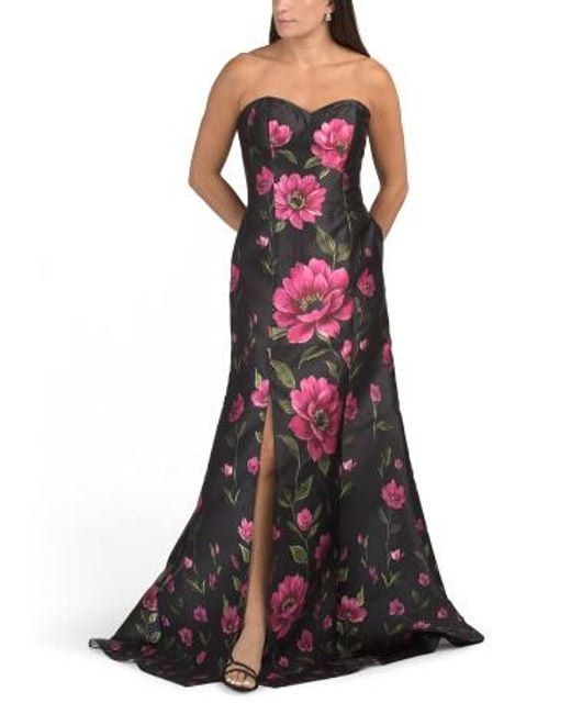 Marshalls Women's Strapless Floral Gown With Slit For - www.ice4pros.com.br