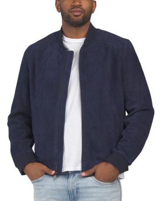 MARSHALLS Blue Suede Bomber Jacket For for men