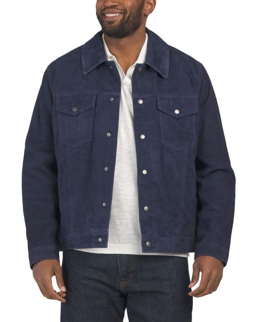 MARSHALLS Blue Suede Trucker Jacket For for men