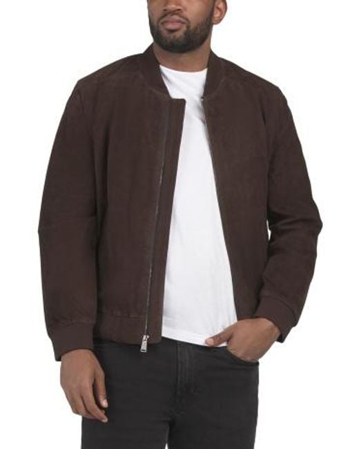 MARSHALLS Brown Suede Bomber Jacket For for men