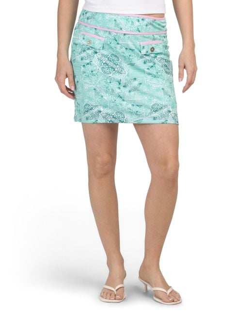 MARSHALLS Blue Print Skort With Button Pockets For