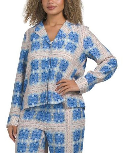 MARSHALLS Blue Avery Printed Button Down Top For