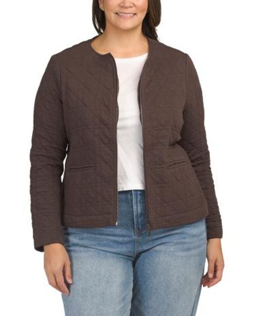 MARSHALLS Brown Plus Quilted Knit Jacket For