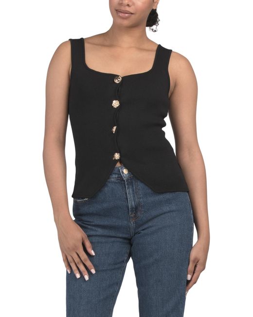 MARSHALLS Black Button Down Vest For