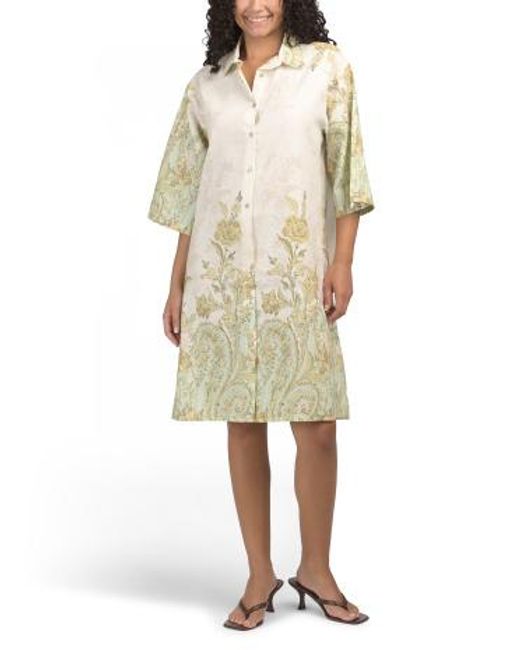Marshalls Linen Blend Three-Quarter Sleeve Mini Dress For in Natural | Lyst Marshalls Linen Blend Three-Quarter Sleeve Mini Dress For in Natural | Lyst