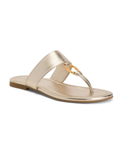MARSHALLS White Leather Flat Sandals For