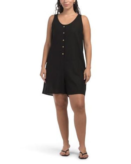 MARSHALLS Black Button Front Romper For