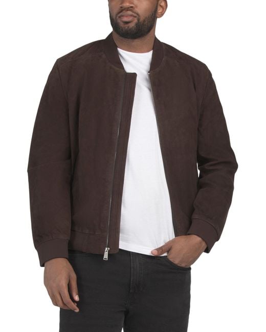 MARSHALLS Brown Suede Bomber Jacket For for men