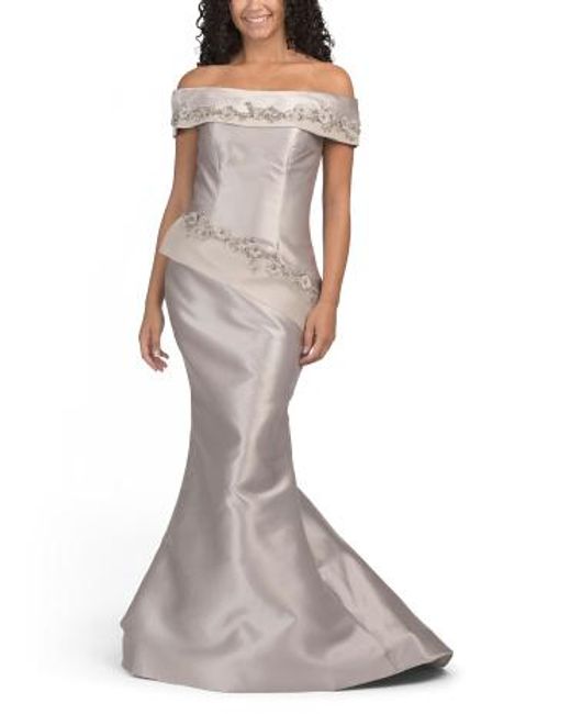 Marshalls Women's Brown Off The Shoulder Mikado Floral Gown For -  www.ice4pros.com.br