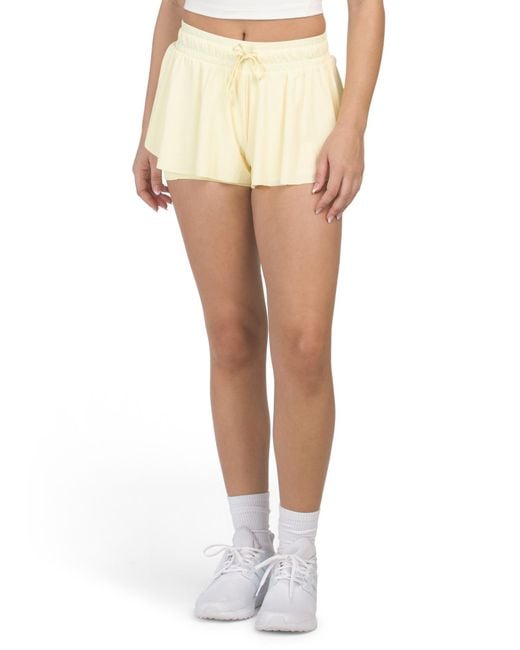 MARSHALLS White Ribbed Flutter Shorts With Compression For