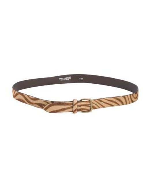 MARSHALLS White Leather Zebra Printed Belt
