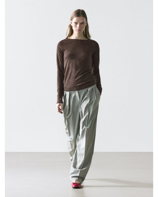 MASSIMO DUTTI Multicolor Wool T-Shirt With Raglan Sleeves