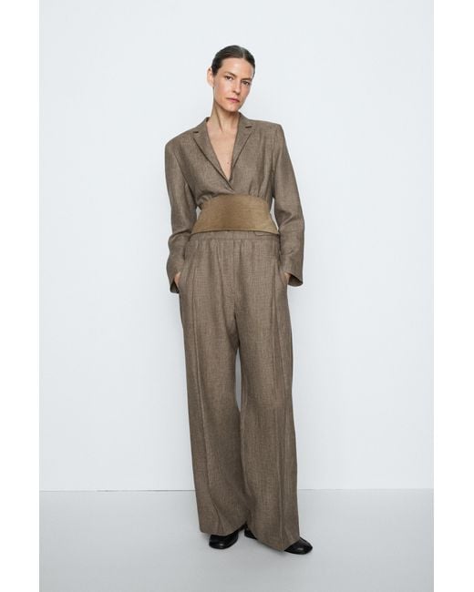 MASSIMO DUTTI Gray Flecked Detail Pants