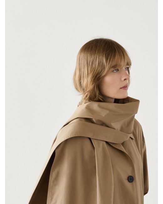 MASSIMO DUTTI Natural Cotton Trench Coat With Scarf
