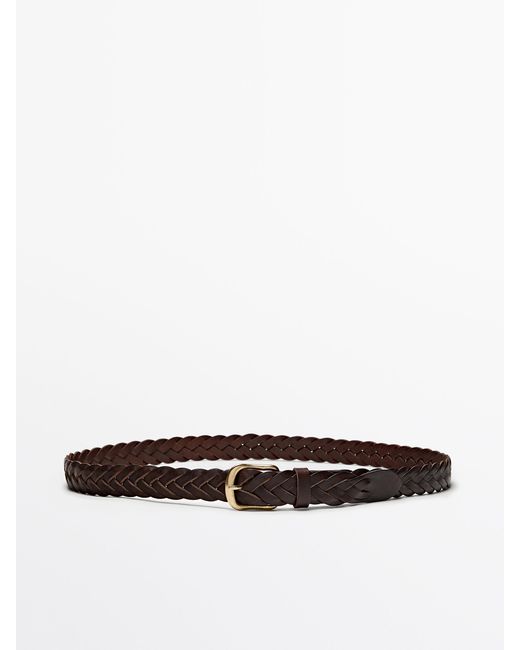 MASSIMO DUTTI Braided Leather Belt in White for Men | Lyst