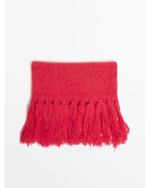 MASSIMO DUTTI Scarf With Fringe Detail Studio in Red Lyst
