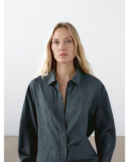 Camicia Satinata Testurizzata di MASSIMO DUTTI in Blue