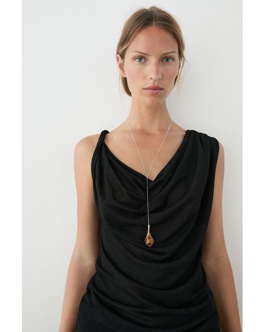 MASSIMO DUTTI White Glass Drop Piece Necklace