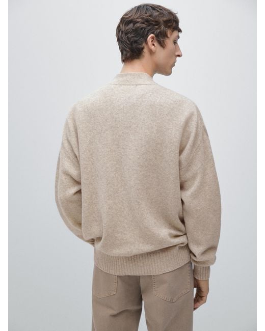 Cardigan À Col En V En Laine Mélangée MASSIMO DUTTI pour homme en coloris Natural