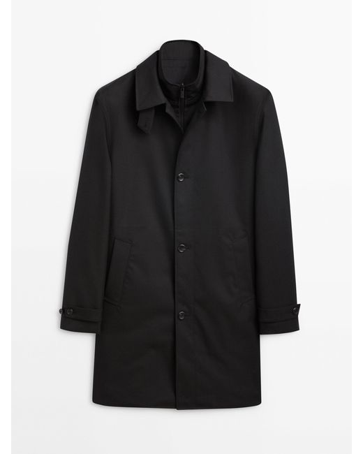MASSIMO DUTTI Black Trench Coat With Detachable Lining for men