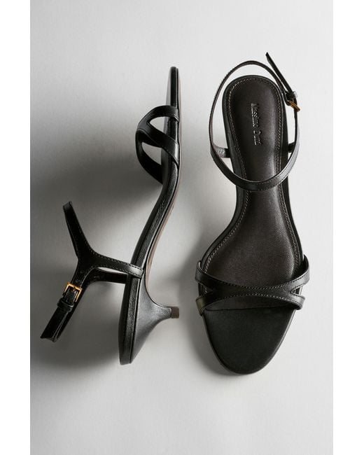 MASSIMO DUTTI Black Low-Heel Leather Sandal