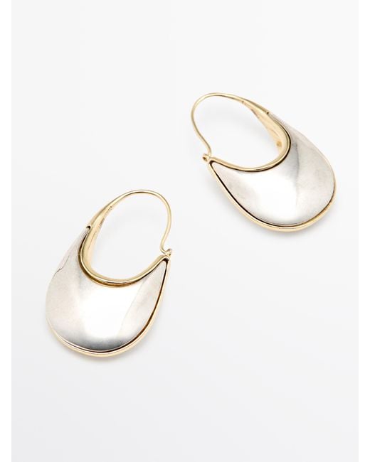 MASSIMO DUTTI White Contrast Ring Earrings