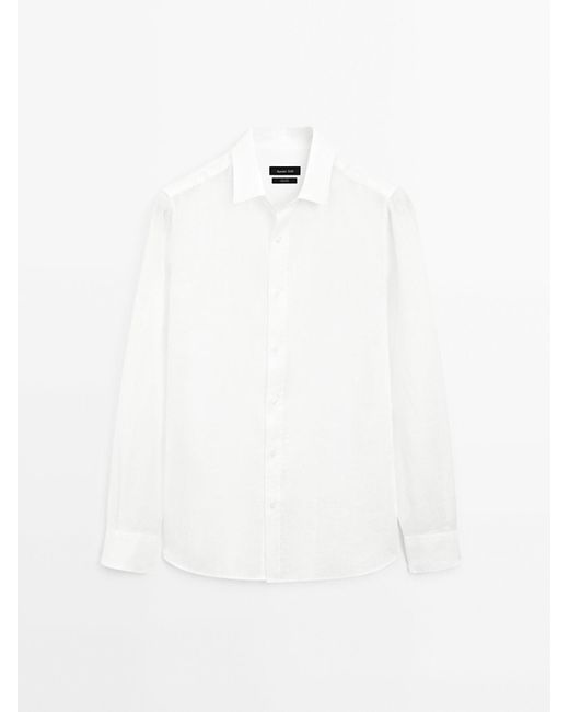 MASSIMO DUTTI 100% Linnen Overhemd in het White voor heren